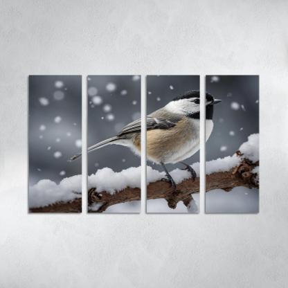 The Elegant Black-capped Chickadee In The Winter Canvas Paintings Frame