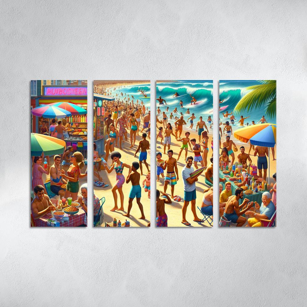 Sunshine Harbor Beach Modern Paintings Frame