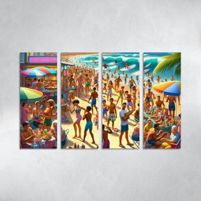 Sunshine Harbor Beach Modern Paintings Frame