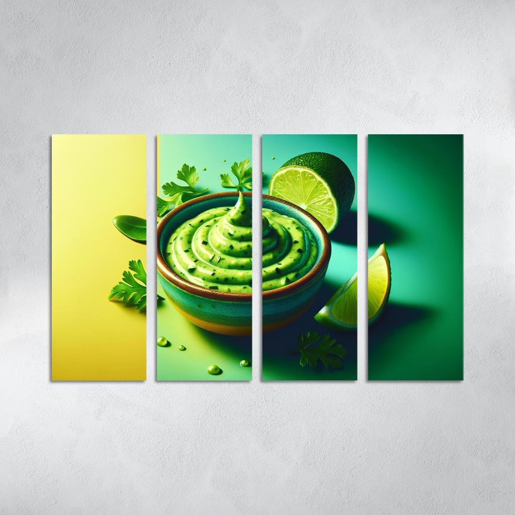 Creamy Avocado Lime Dressing 4 Piece HD Modern Canvas Panels-Original Frame