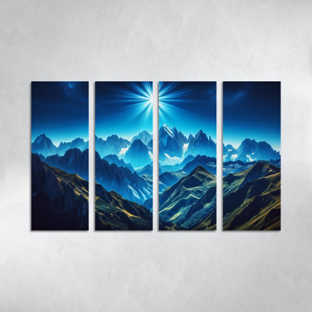 The Majestic Peaks Of Azure Mountain Range Custom Paintings Frame