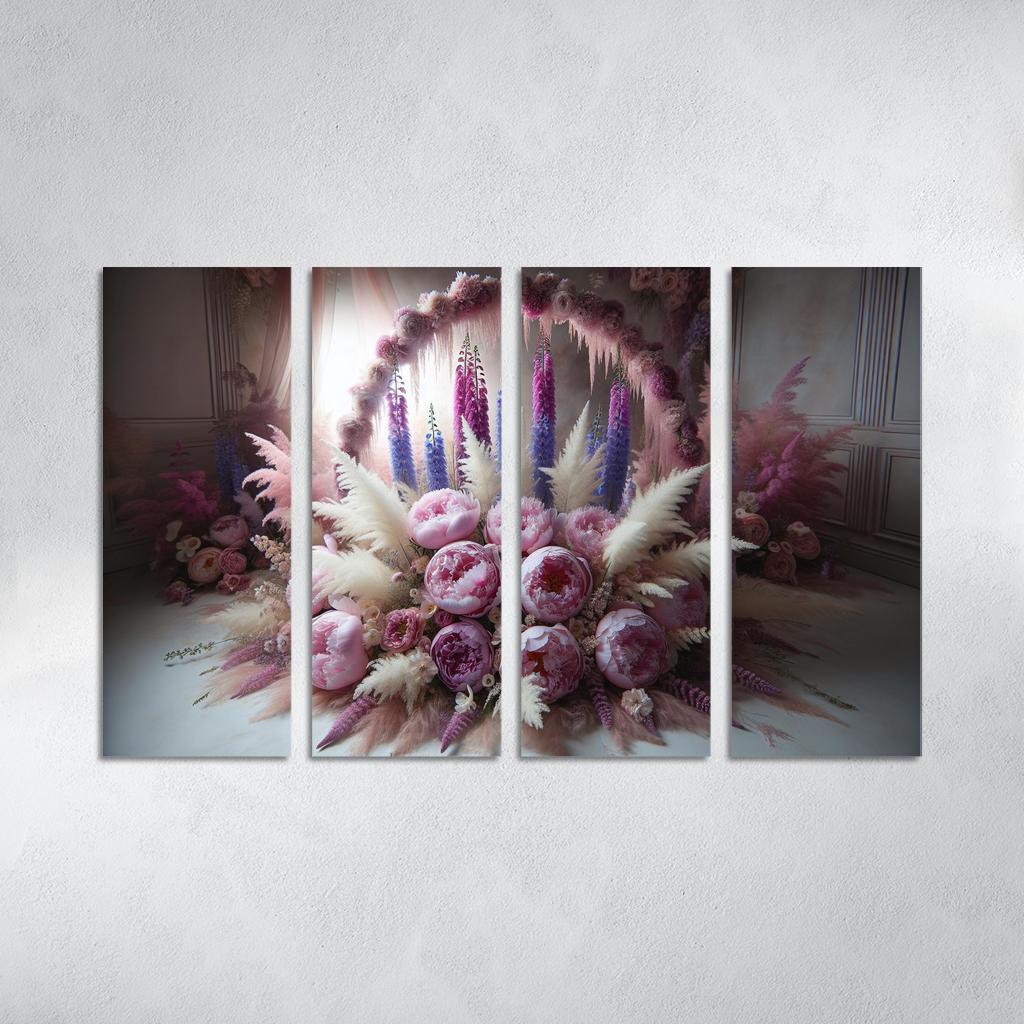 Ethereal Garden A Fairy Tale Floral Display 4 Piece HD Modern Canvas Panels-Original Frame