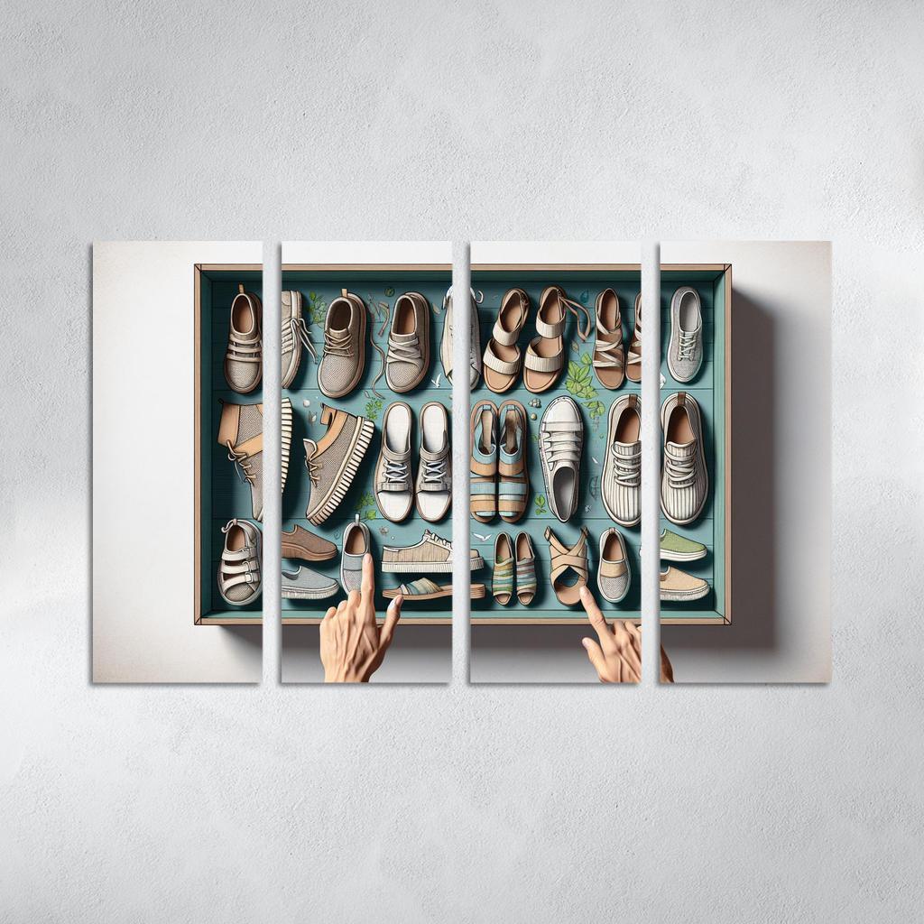 Sustainable Footwear Eco-Conscious Styles 4 Piece HD Modern Canvas Panels-Original Frame