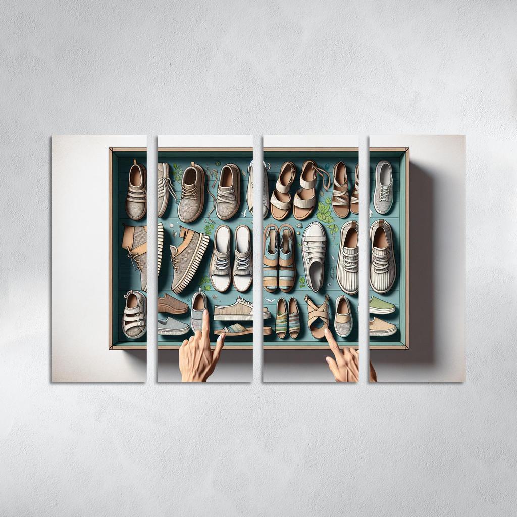 Sustainable Footwear Eco-Conscious Styles 4 Piece HD Modern Canvas Panels-Original Frame