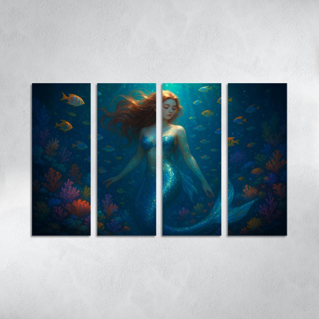 Magical Mermaid - Underwater Fantasy Tale Framed Paintings