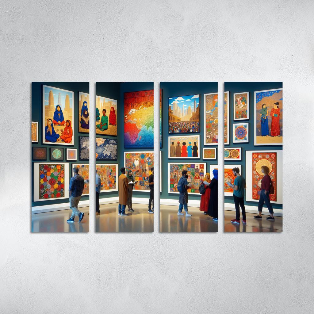 Bridging Cultures Artistic Exploration Of Global Heritage Multi-panel Paintings