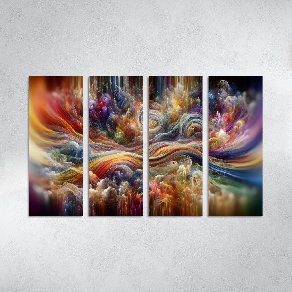 Timeless Threads of Memory 4 Piece HD Modern Canvas Panels-Original Frame