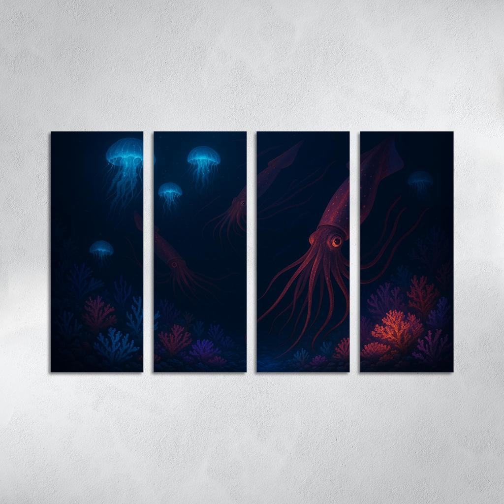 Underwater Wonders - Deep Sea Exploration Framed Paintings