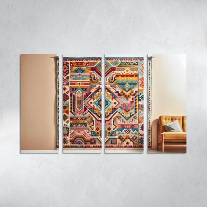 Bespoke Kilim Area Rug 4 Piece HD Modern Canvas Panels-Original Frame