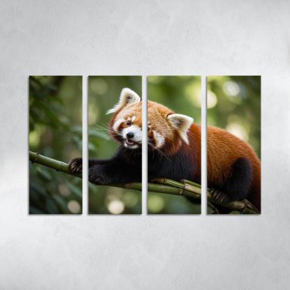 The Enigmatic Red Panda In The Bamboo Forest Framed Paintings