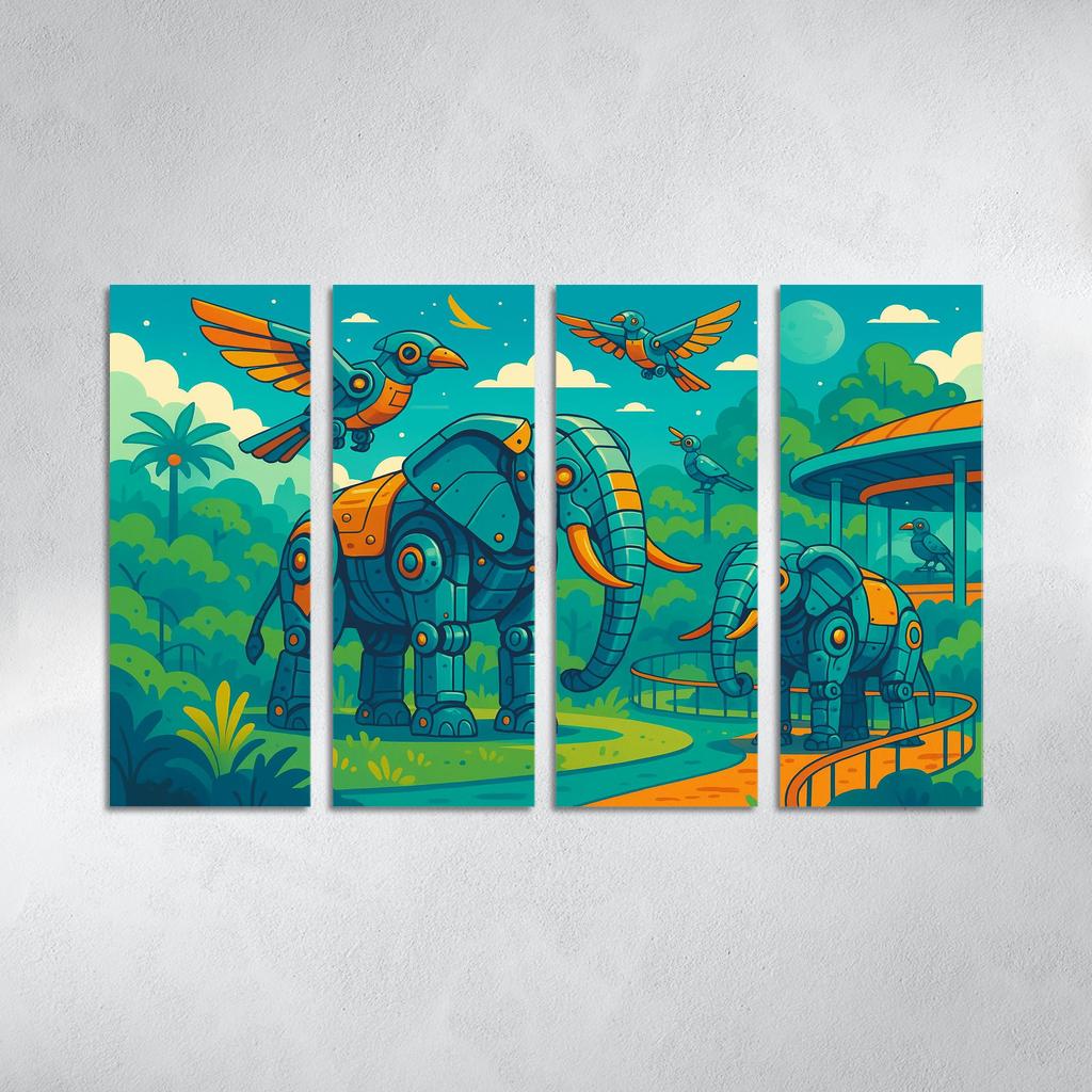 Robot Zoo - Mechanical Animal World Framed Paintings