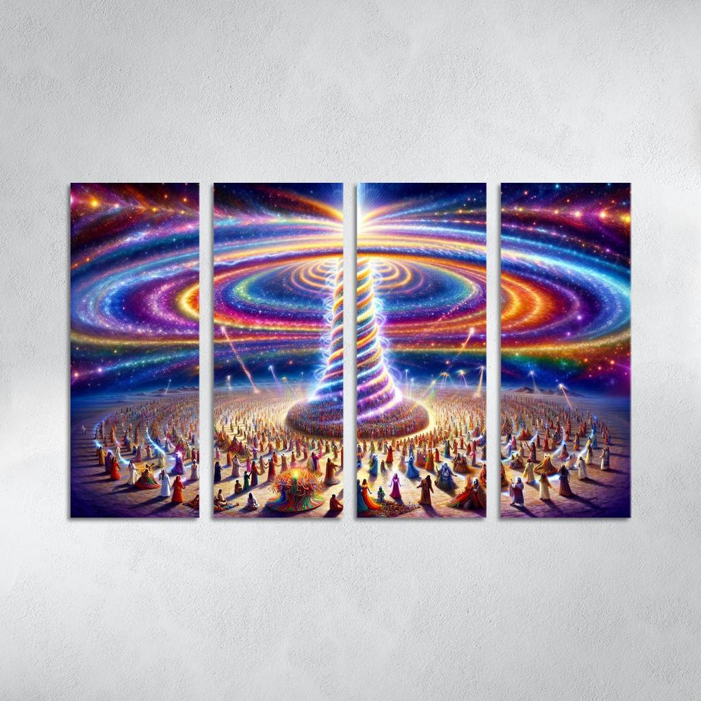 The Aetheric Spiral 4 Piece HD Modern Canvas Panels-Original Frame