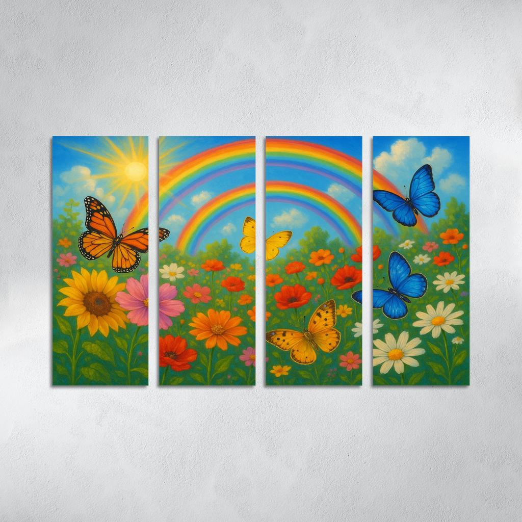 Rainbow Garden - Magical Nature Scene Framed Paintings