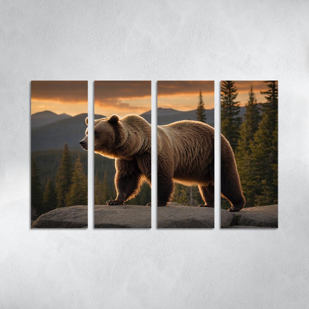 The Imposing Grizzly Bear In The Wilderness Canvas Paintings Frame