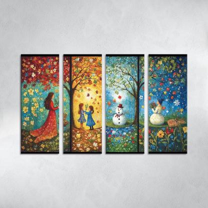 Seasons Of Growth Nurtured By A Mothers Care Custom Paintings Frame