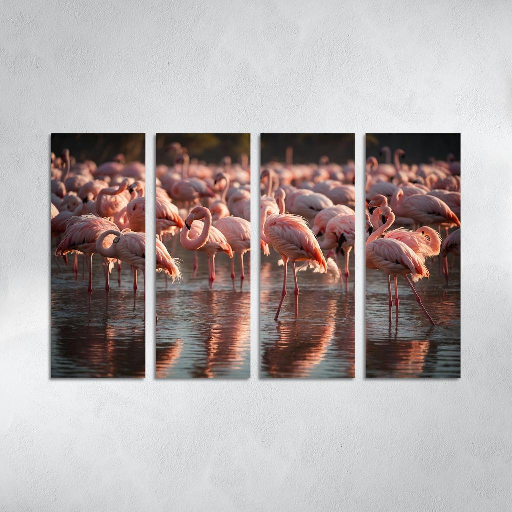 The Graceful Flamingo In Shallow Waters Framed Paintings