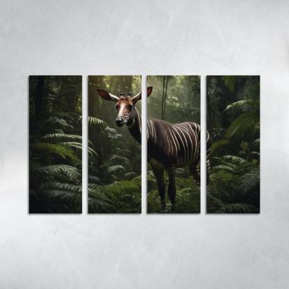 The Spectacular Okapi Forest Giraffe Canvas Paintings Frame