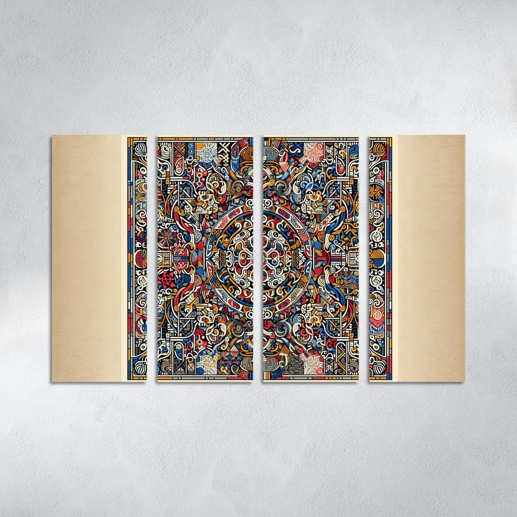 Cultural Mosaic Celebrating Diversity and Heritage 4 Piece HD Modern Canvas Panels-Original Frame
