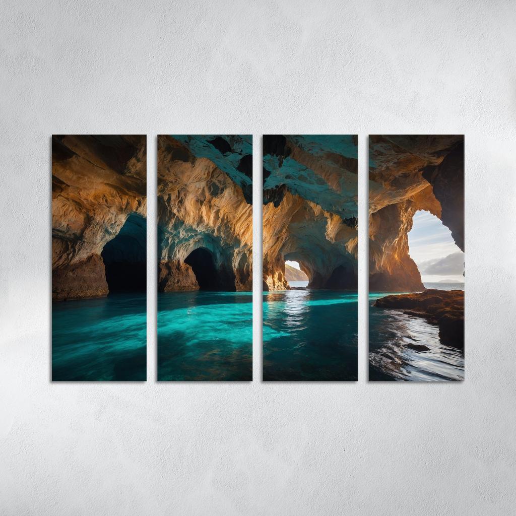 The Captivating Depths Of Azure Sea Caves Multi-panel Paintings