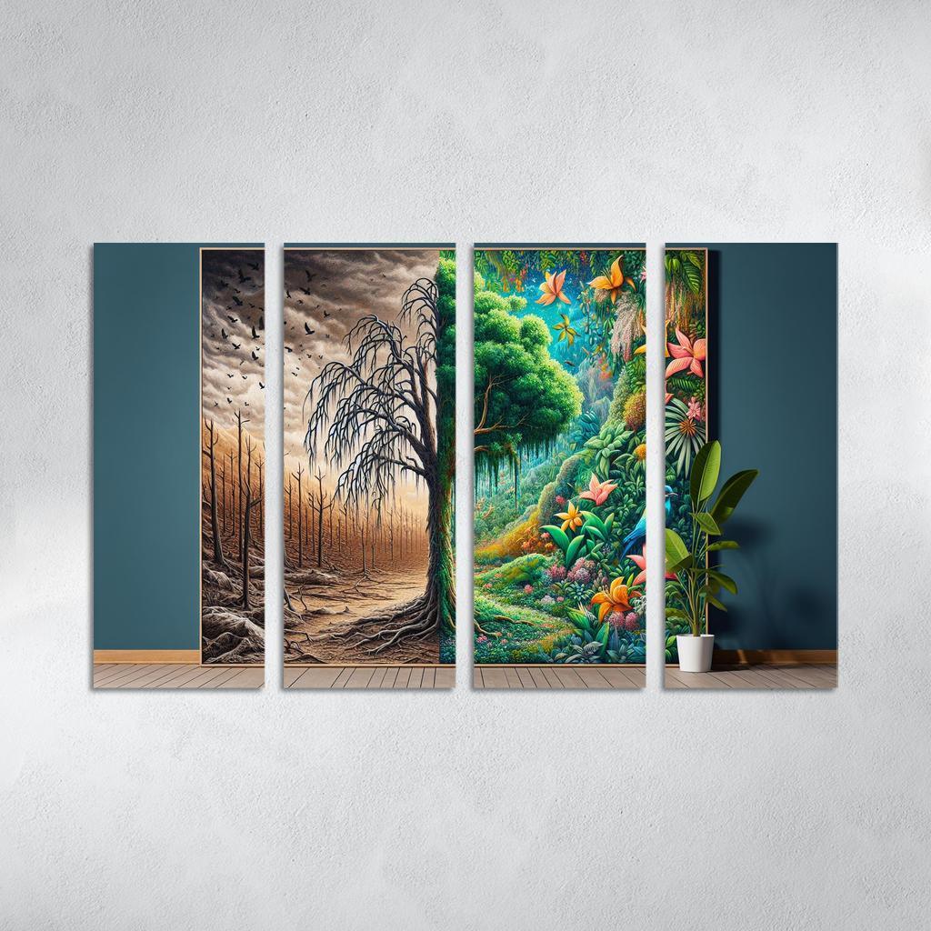 The Last Breath A Call for Climate Justice 4 Piece HD Modern Canvas Panels-Original Frame