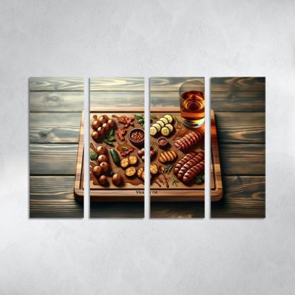 Artisan Wood Serving Board 4 Piece HD Modern Canvas Panels-Original Frame