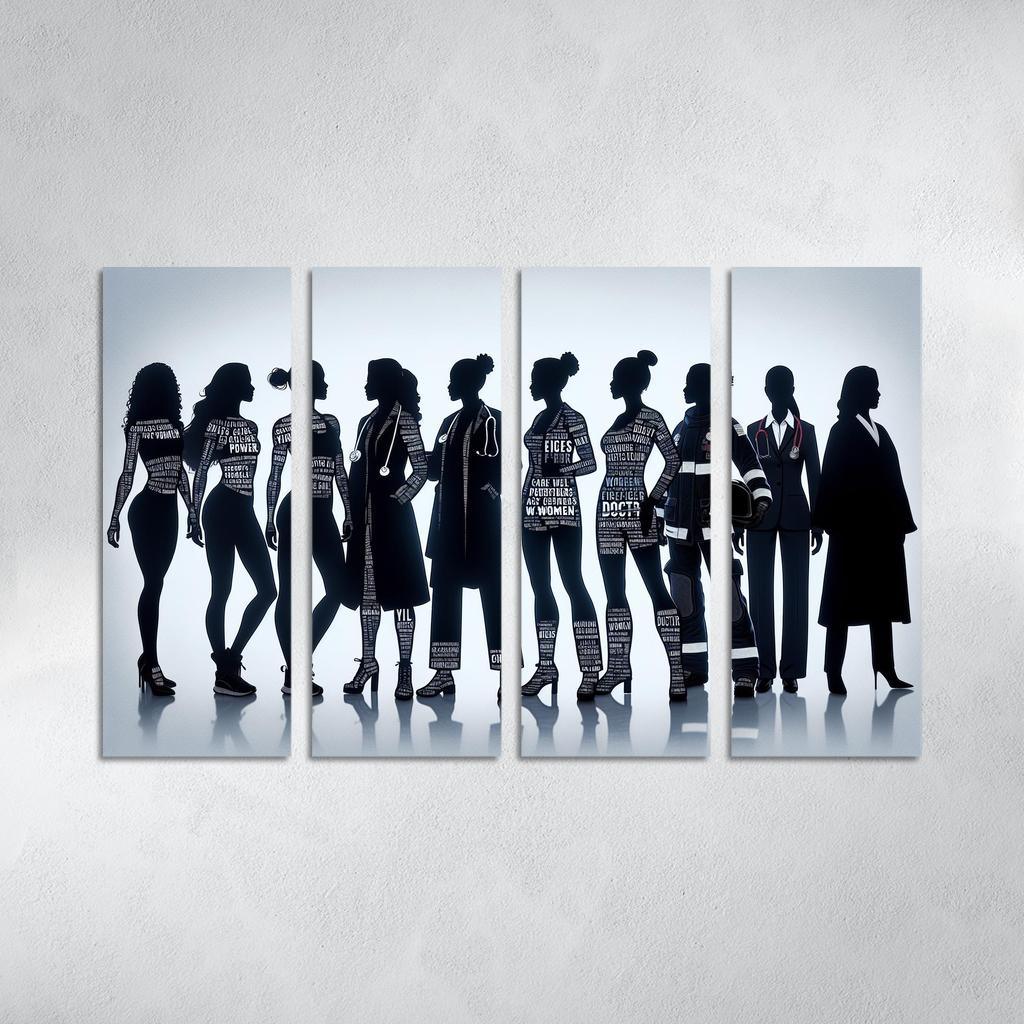 Voices of Change Empowering Women through Art 4 Piece HD Modern Canvas Panels-Original Frame