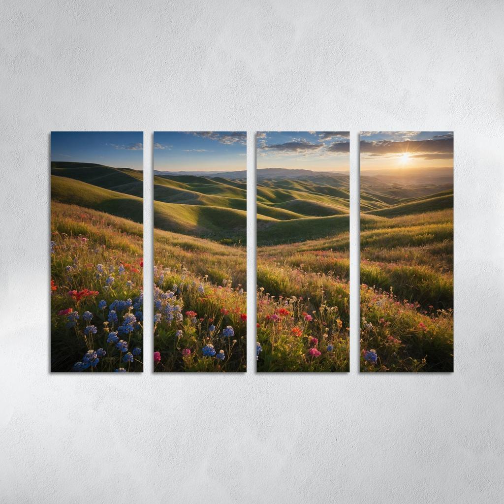 The Colorful Embrace Of Flowering Hillsides Multi-panel Paintings