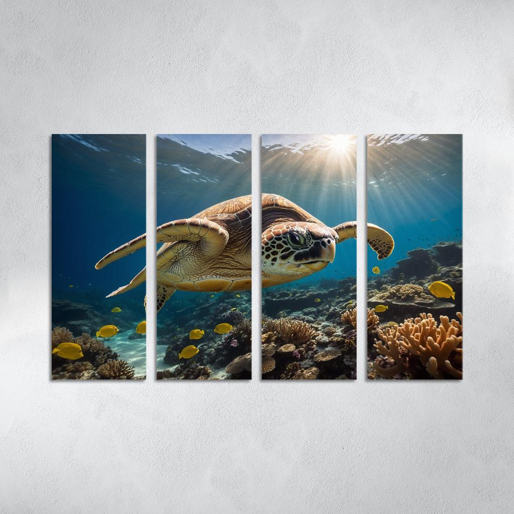 The Fascinating Great Barrier Reef Turtle Ancient Navigator Oil Paintings Frame