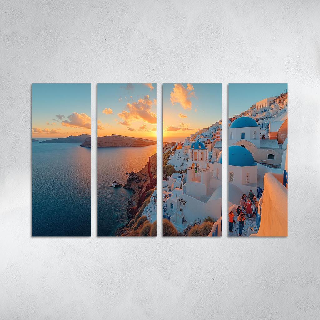 Santorini's Oia Village Abstract Paintings Frame