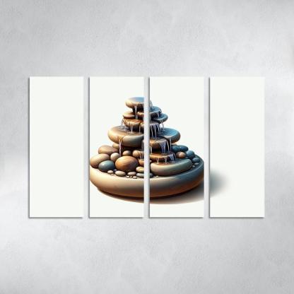 Cascading Waterfall Table Fountain 4 Piece HD Modern Canvas Panels-Original Frame