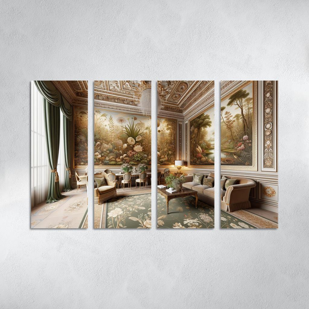 Vintage-Style Framed Botanical Prints 4 Piece HD Modern Canvas Panels-Original Frame