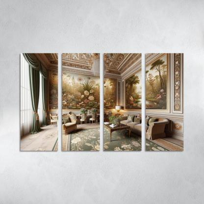 Vintage-Style Framed Botanical Prints 4 Piece HD Modern Canvas Panels-Original Frame