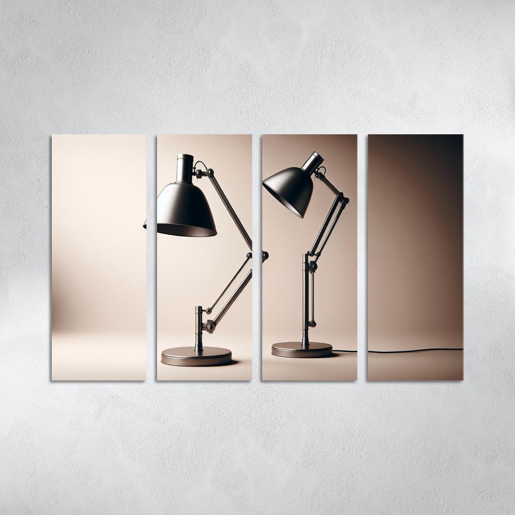 Contemporary Floor Lamp with Adjustable Shade 4 Piece HD Modern Canvas Panels-Original Frame