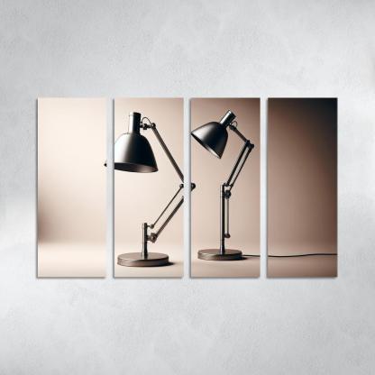 Contemporary Floor Lamp with Adjustable Shade 4 Piece HD Modern Canvas Panels-Original Frame