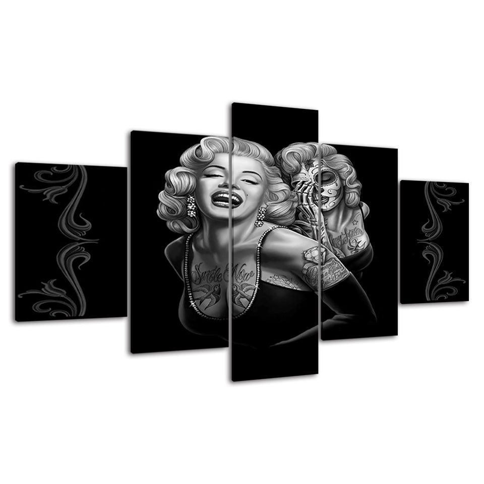 Marilyn Monroe 5 Piece HD Multi Panel Canvas Wall Art Frame-Original Frame