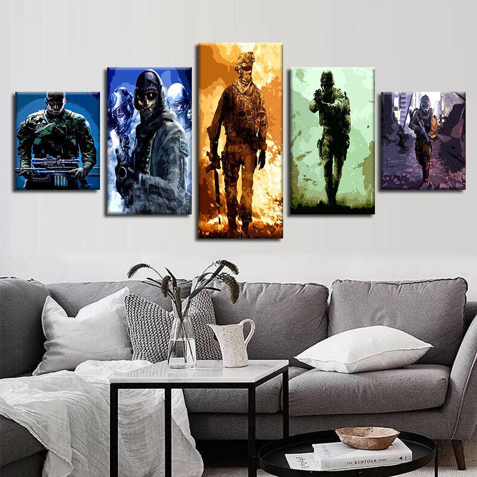 Call Of Duty 5 Piece HD Multi Panel Canvas Wall Art Frame-Original Frame