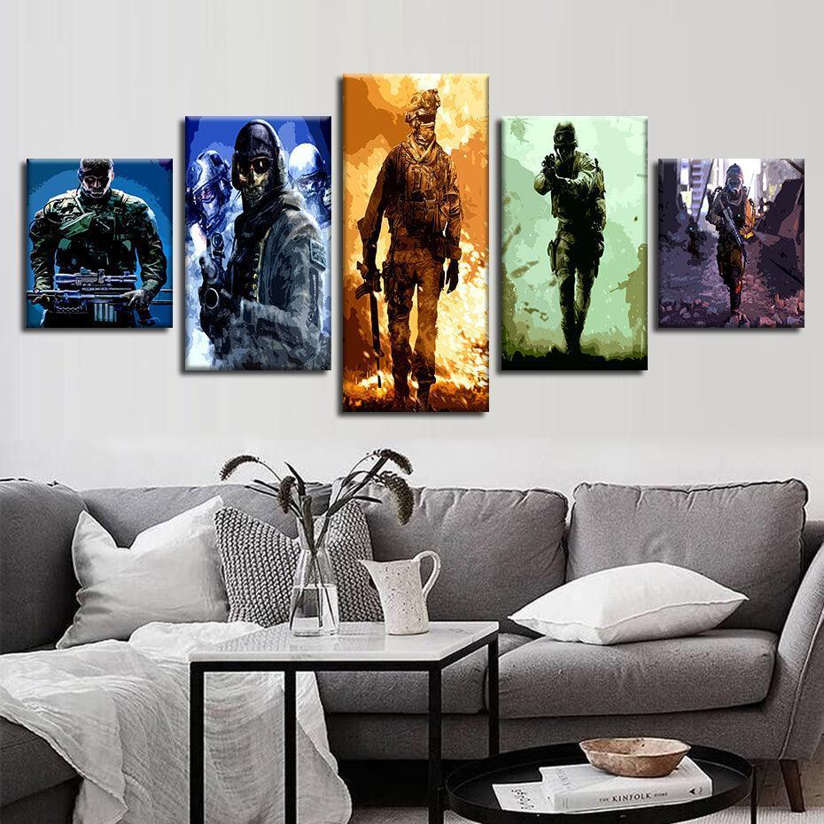 Call Of Duty 5 Piece HD Multi Panel Canvas Wall Art Frame-Original Frame