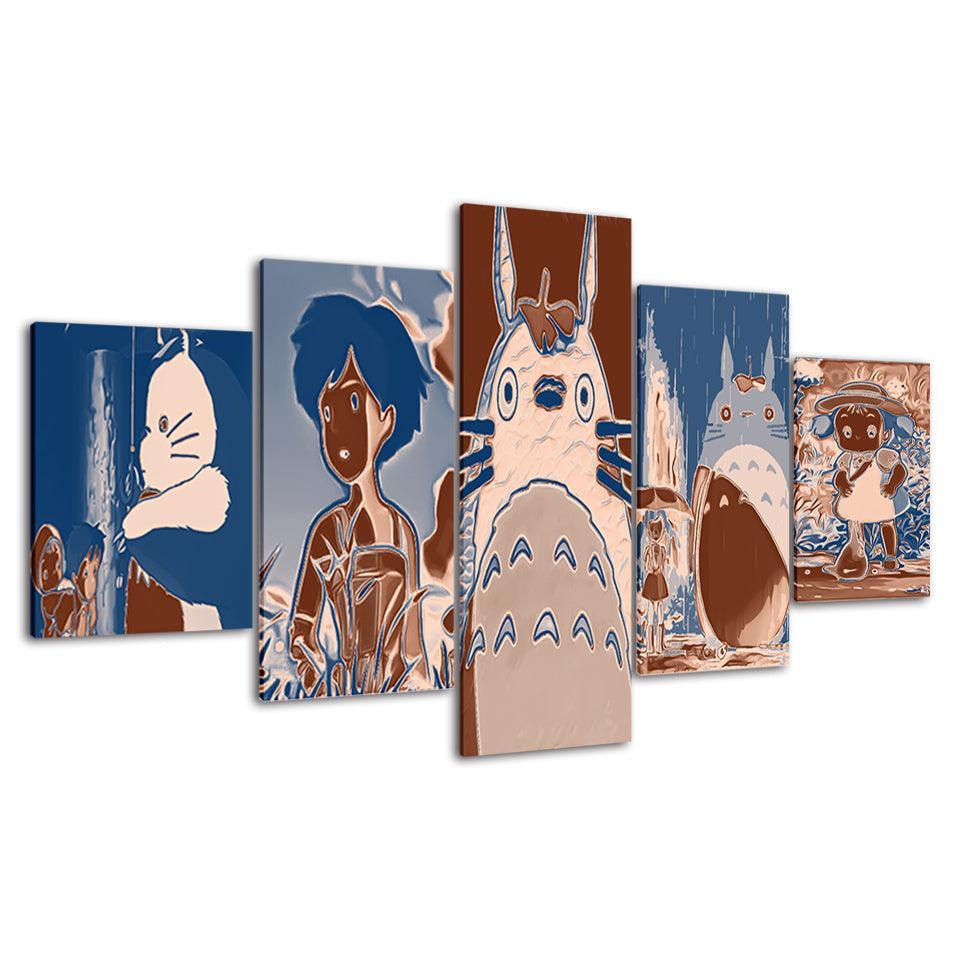 Blue & Brown Cats Collection 5 Piece HD Multi Panel Canvas Wall Art Frame-Original Frame