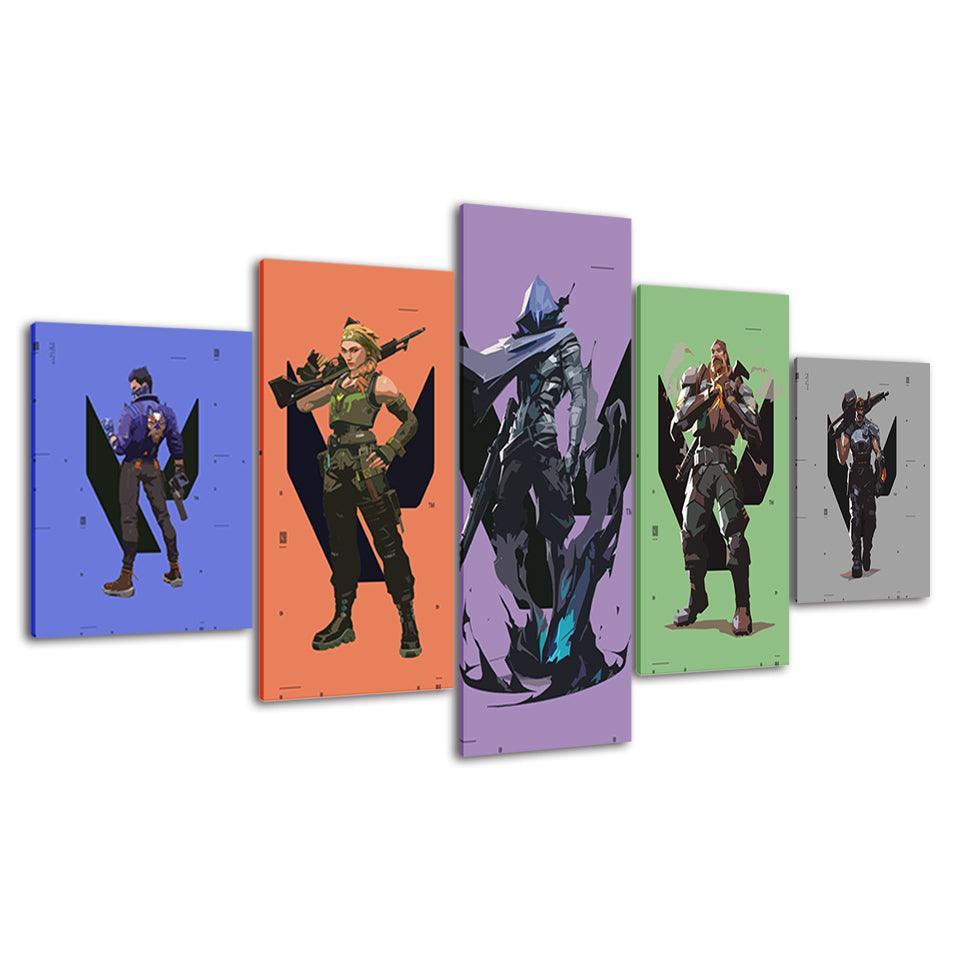 The Fortnite Multicolor 5 Piece HD Multi Panel Canvas Wall Art Frame-Original Frame