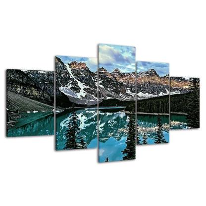 The Abstract Icy Landascape Collection 5 Piece HD Multi Panel Canvas Wall Art Frame-Original Frame