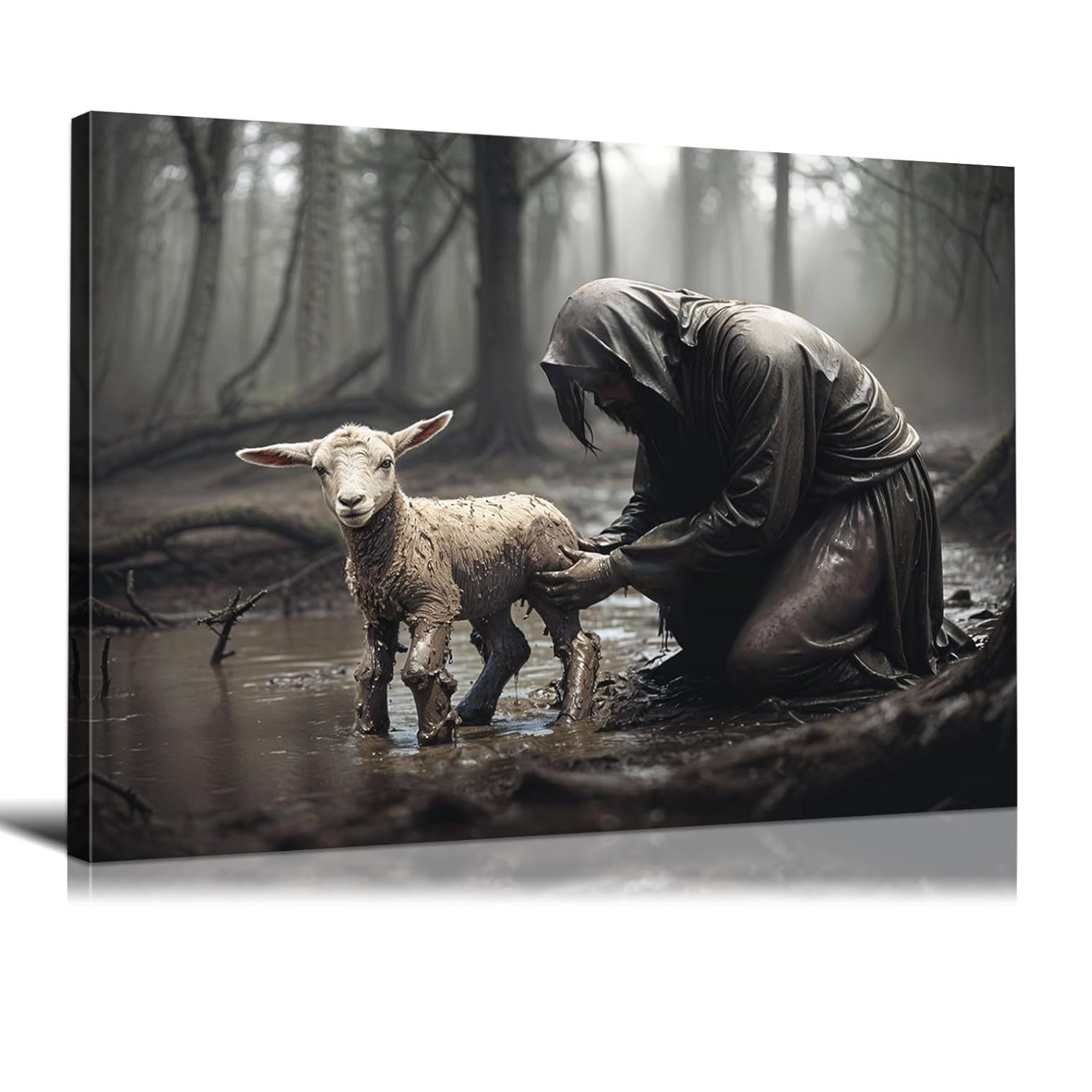 Jesus And The Lamb Canvas Wall Art