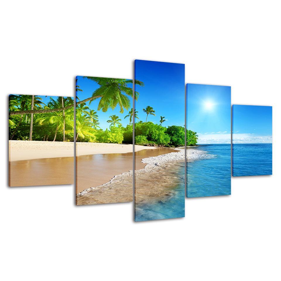 Sunny Beach HD Multi Panel Canvas Wall Art Frame-Original Frame