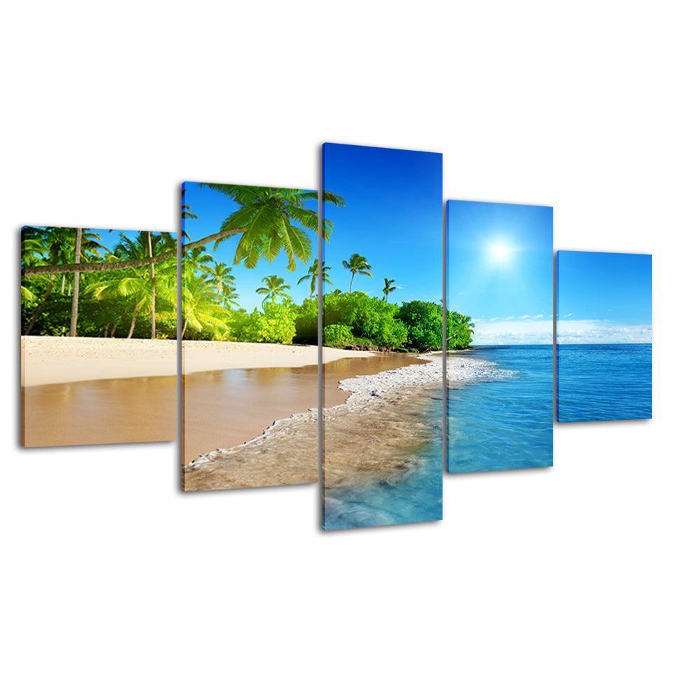 Sunny Beach HD Multi Panel Canvas Wall Art Frame-Original Frame