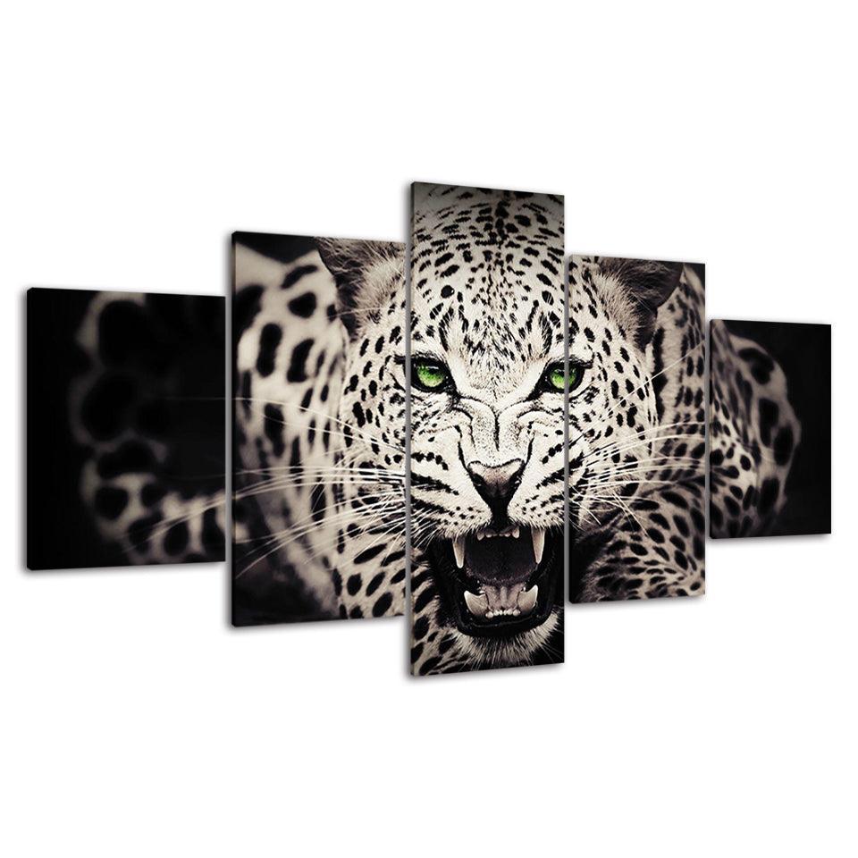 Wild Feline 5 Piece HD Panel Canvas Wall Art Frame-Original Frame