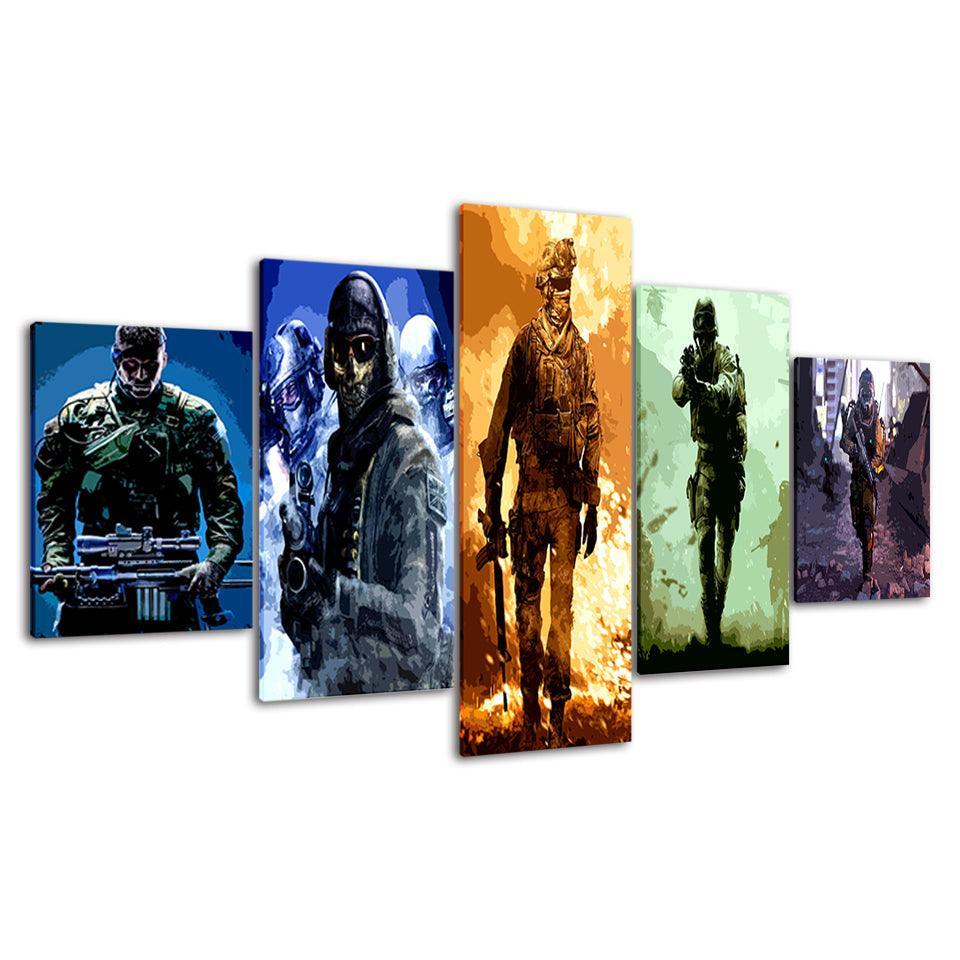 The Military Team 5 Piece HD Multi Panel Canvas Wall Art Frame-Original Frame