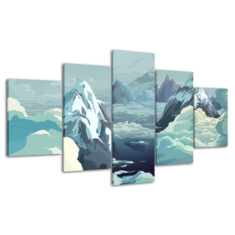 The Icy Winter 5 Piece HD Multi Panel Canvas Wall Art Frame-Original Frame