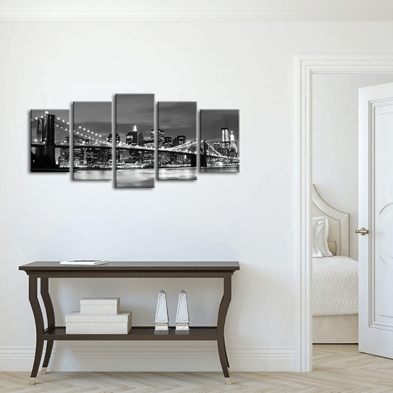 Brooklyn Bridge Cityscape Canvas Wall Art Set-Original Frame