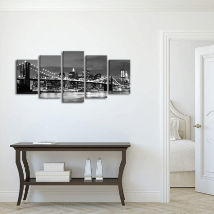Brooklyn Bridge Cityscape Canvas Wall Art Set-Original Frame