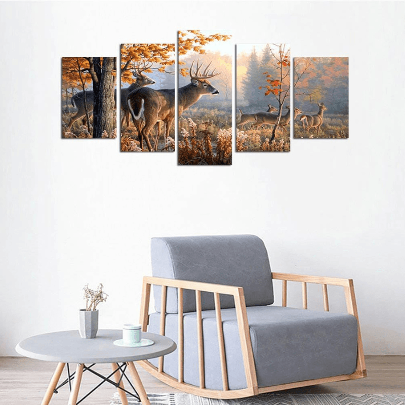 Animal Deer Pictures Vintage Wall Art Canvas Print-Original Frame