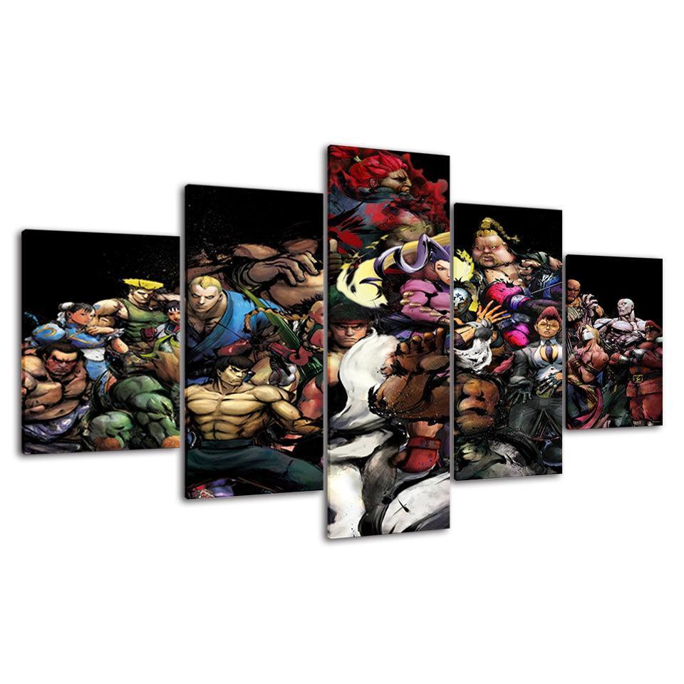 The Fighters Cartoon 5 Piece HD Multi Panel Canvas Wall Art Frame-Original Frame